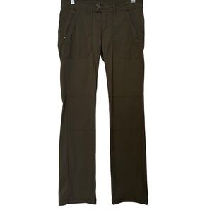 prAna Olive Green Straight Zipper Pocket Nylon Hiking Cargo Pants Womens 4